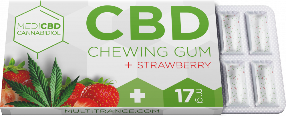 MediCBD Jahodová žuvačka CBD (17 mg CBD), 17 g