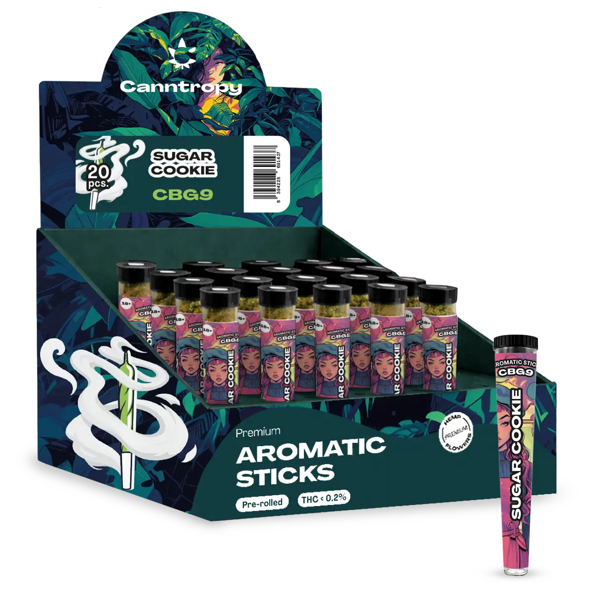 Canntropy CBG9 Prerolls Sugar Cookie, Display box 20 pcs
