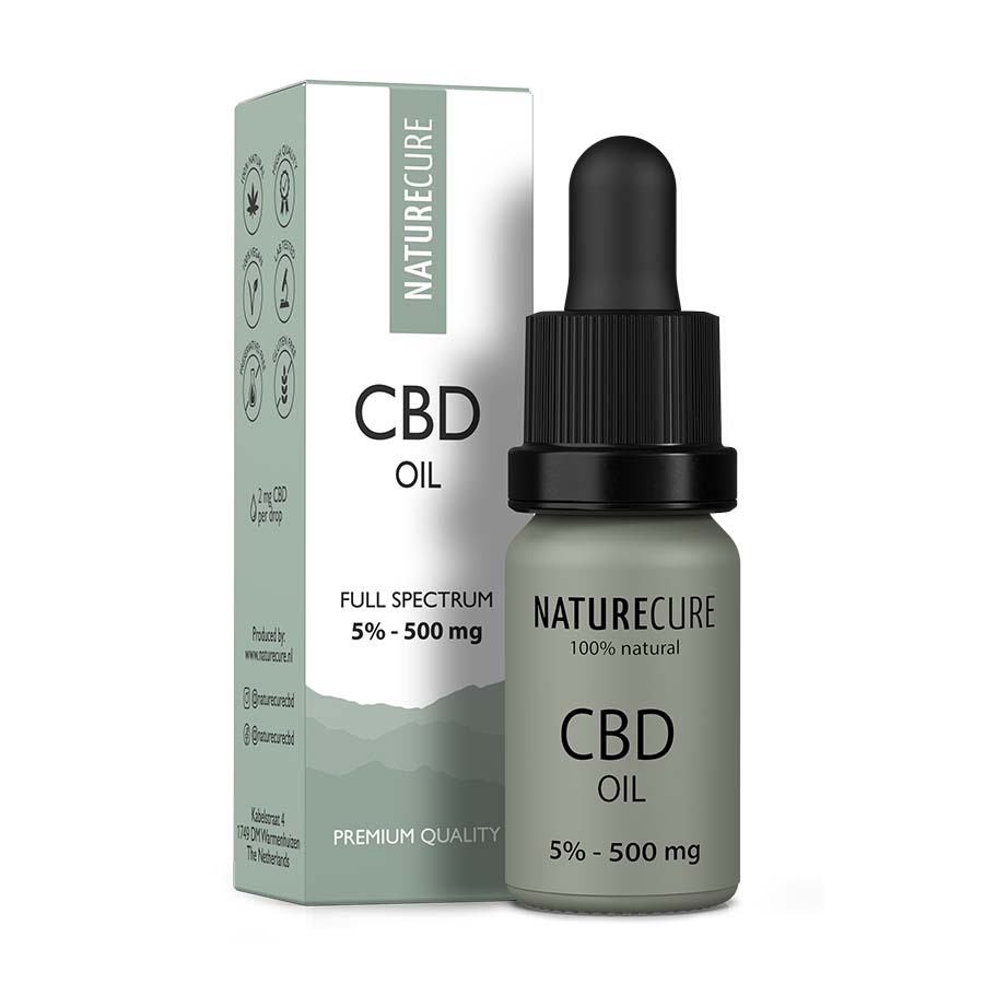 Nature Cure CBD olej s úplným spektrom, 5 %, 500 mg, 10 ml