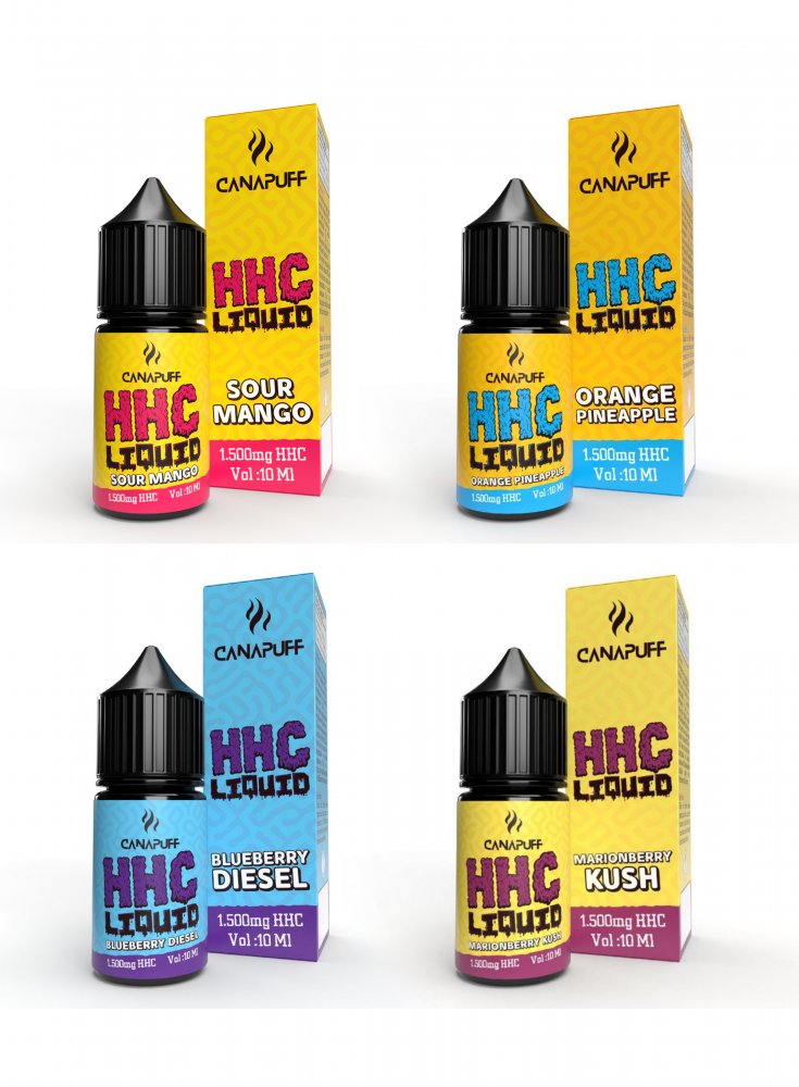 CanaPuff HHC-vloeistoffen, alles-in-één set - 4 smaken x 10 ml