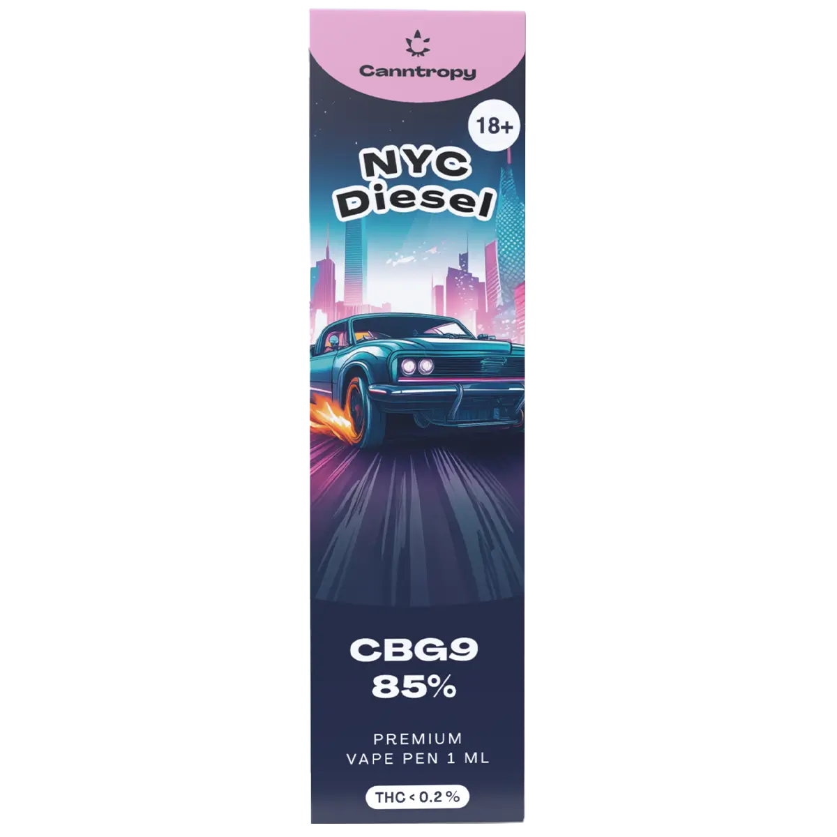 Canntropy CBG9 jednorazové vape pero NYC Diesel, CBG9 85% kvalita, 1 ml