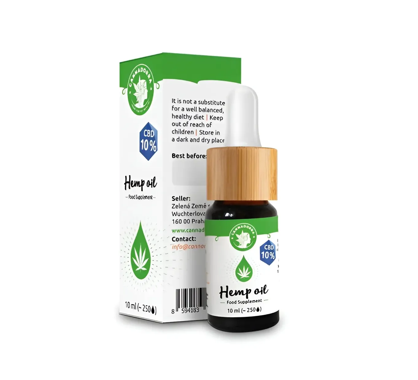 Cannadorra CBD olej, 10 % CBD, bez THC, širokospektrálny, 10 ml