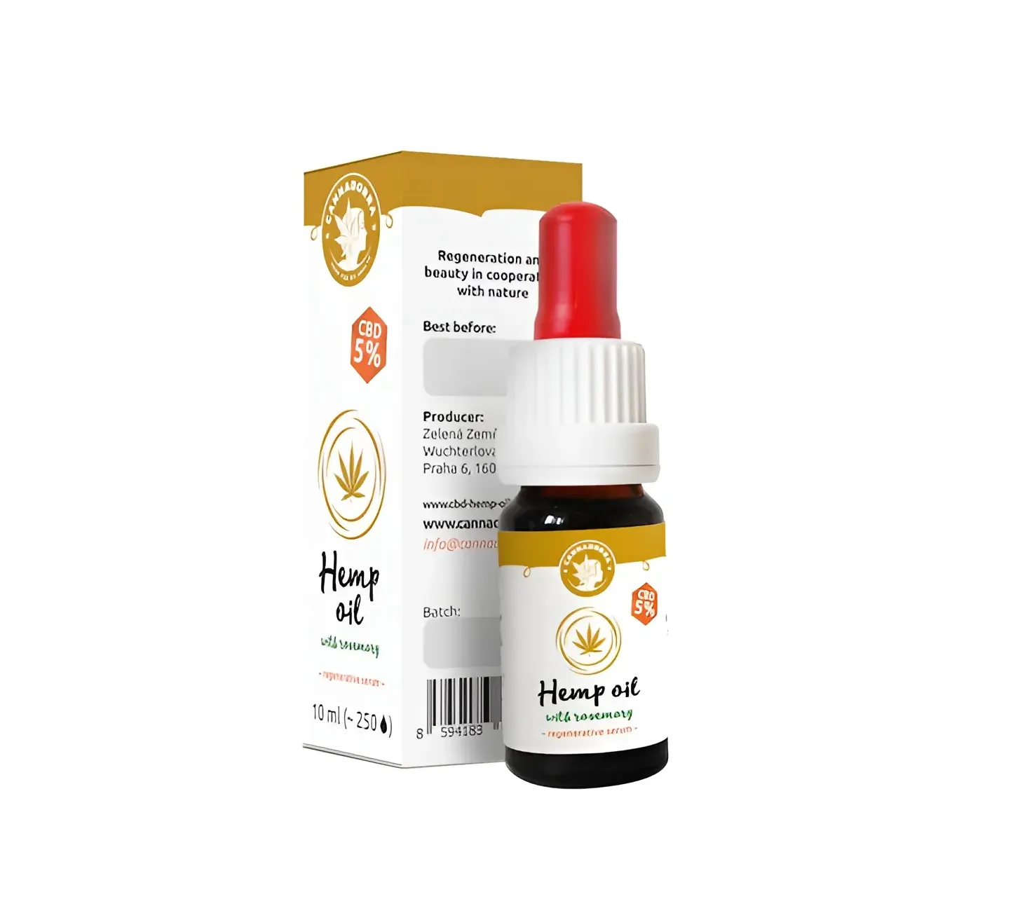 Cannadorra CBD-hennepolie met rozemarijn - regenererend serum, 5 % CBD, 10 ml