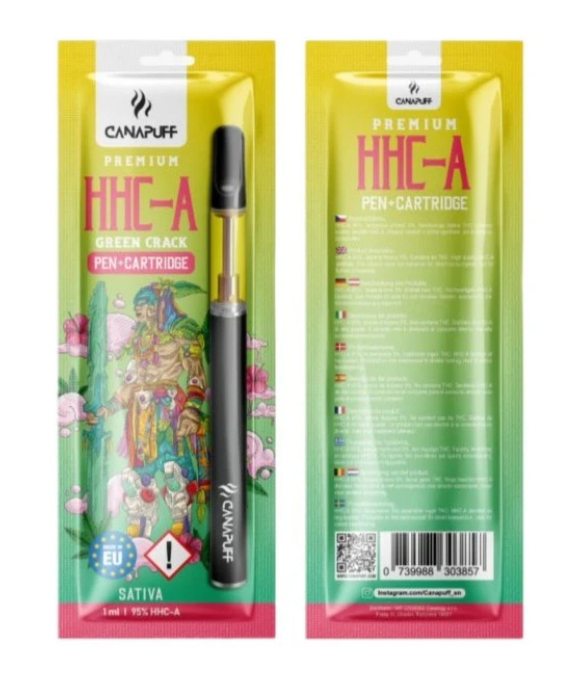 CanaPuff HHCA Pen + Cartridge Groen Crack, HHCA 95%, 1 ml