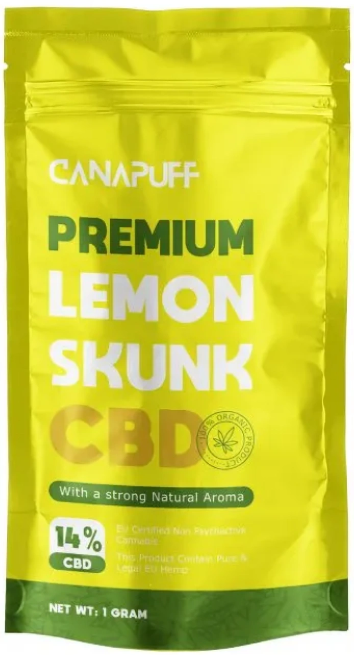 CanaPuff CBD Konopný kvet Lemon Skunk, CBD 14 %, 1 g – 10 g 5 gramov