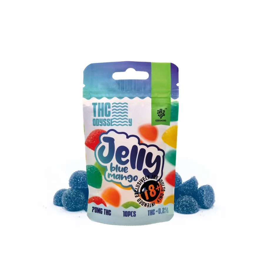 Czech CBD THC Odyssey Jelly Blue Mango, 70 mg THC, 10 ks