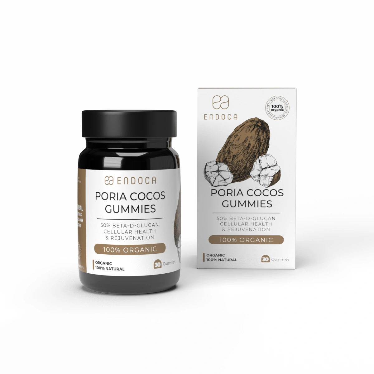 Endoca Poria gummies s houbami, 10 mg CBD, 30 ks, 60 g