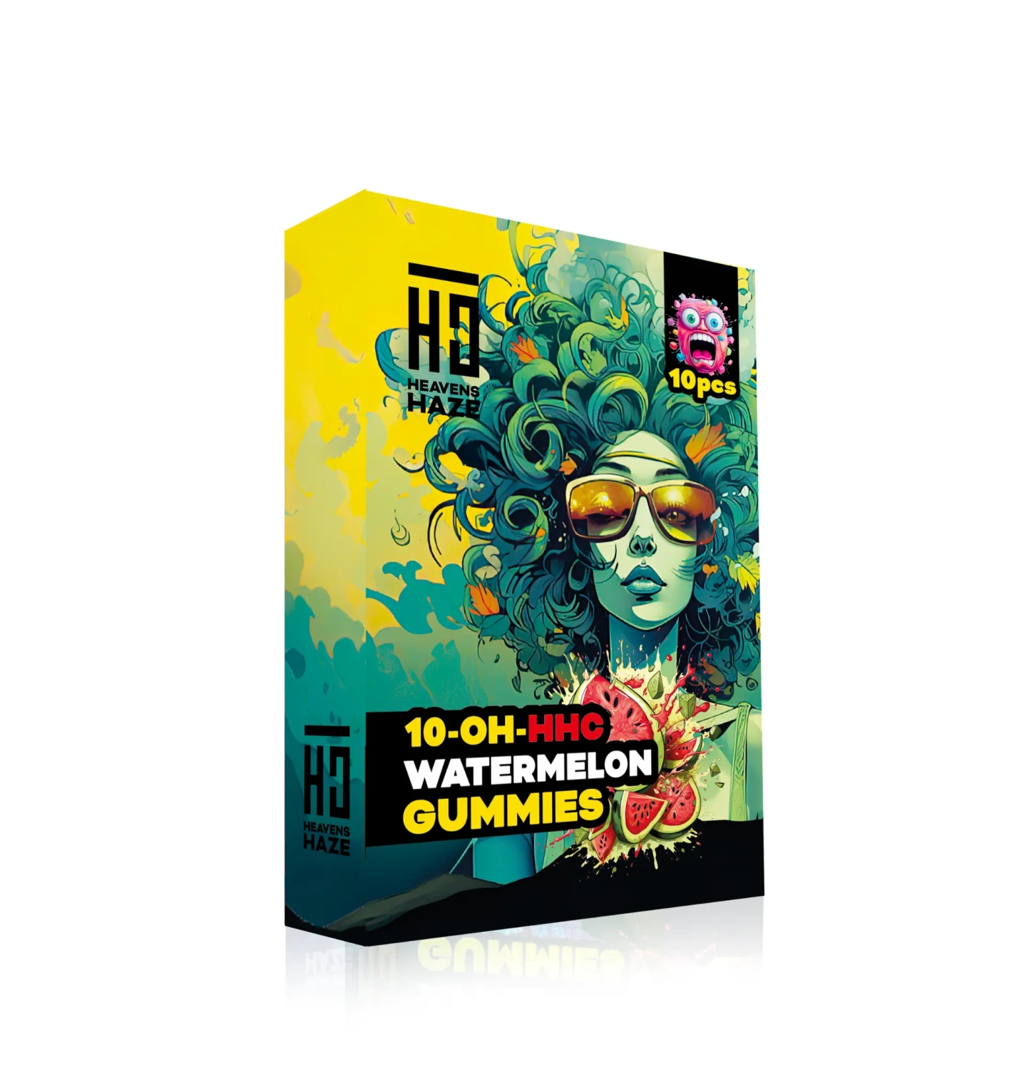Heavens Haze 10-OH-HHC Gummies Watermeloen, 10 stuks x 40 mg, 400 mg 10-OH-HHC