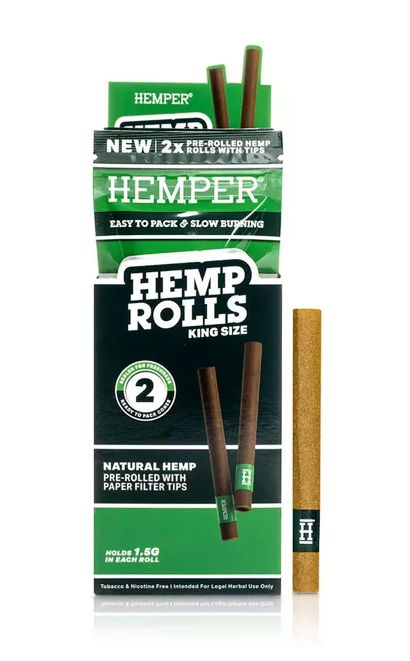HEMPER Hemp Rolls King Size s papierovým Tipom 2ks - Natural