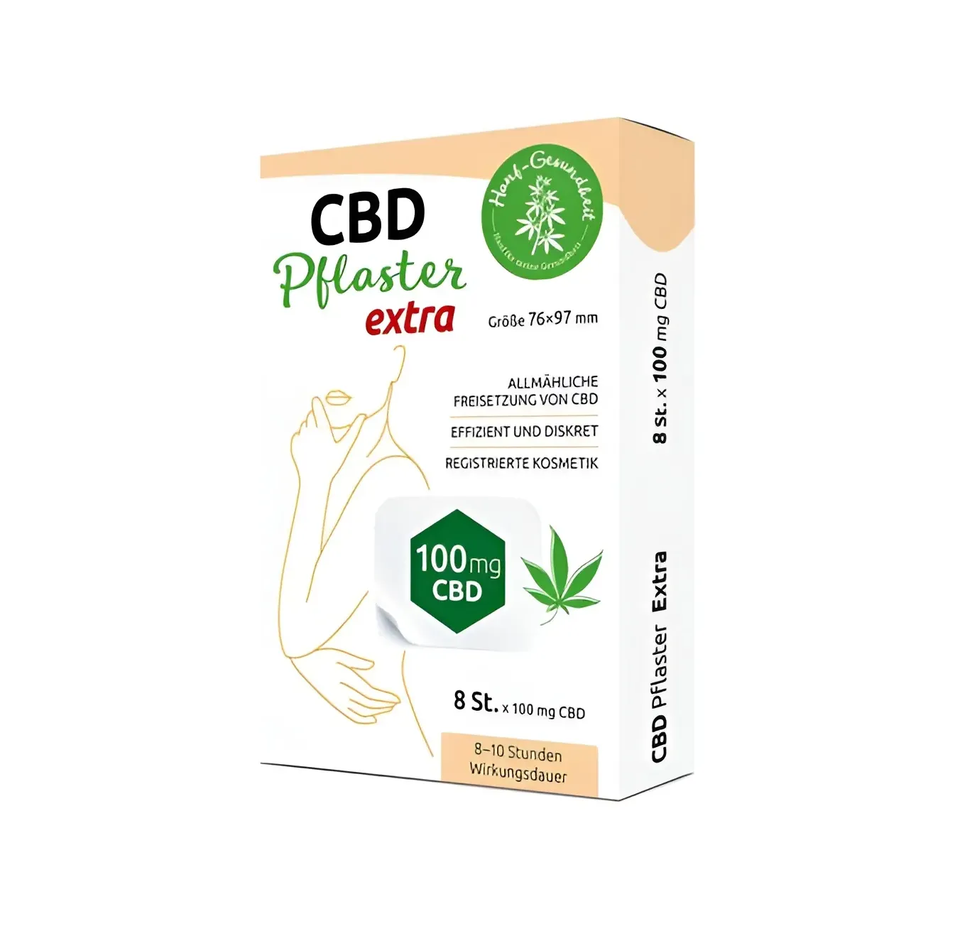 Cannadorra CBD-pleisters Extra groot, 800 mg CBD, THC-vrij, 8 stuks
