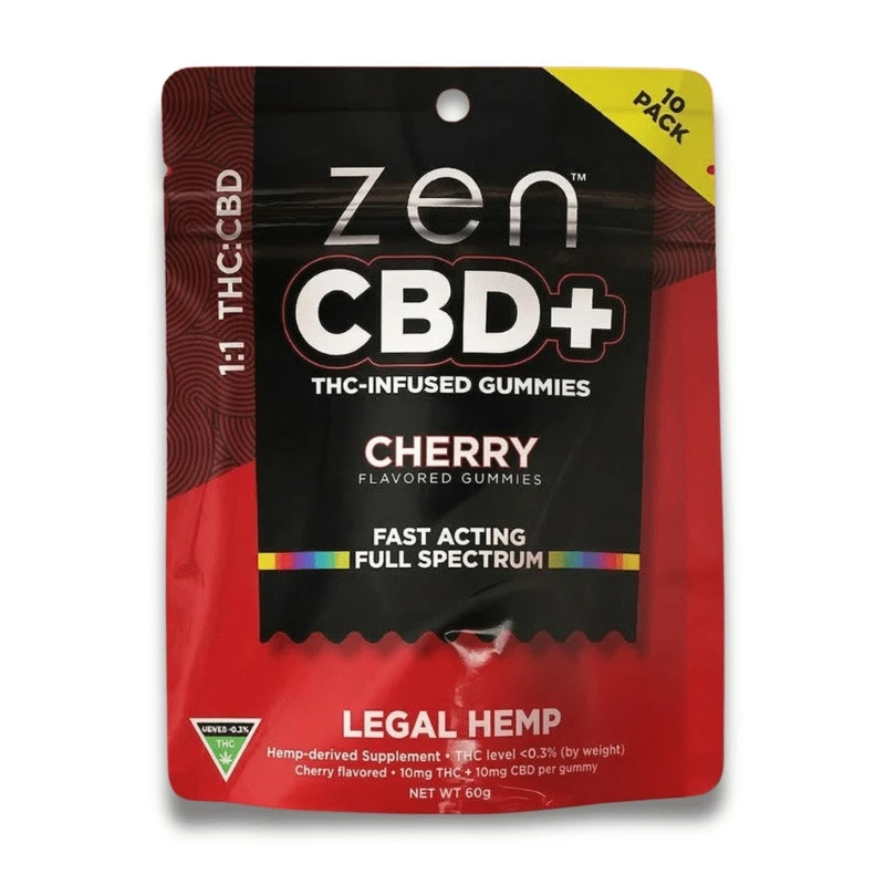 Zen CBD THC+ Gummies Cherry, 10 ks, 200 mg
