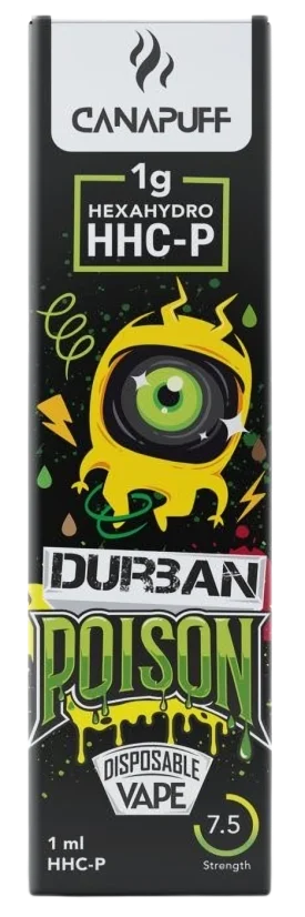 リニューアル濃度up⭐︎CRDP 1ml Durban Poison CanaPuff Durban Poison 96 % HHCP - Disposable vape pen, 1 ml