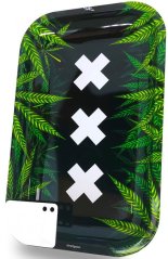 Best Buds XXX Amsterdam マグネット式グラインダーカード付き大型メタルローリングトレイ