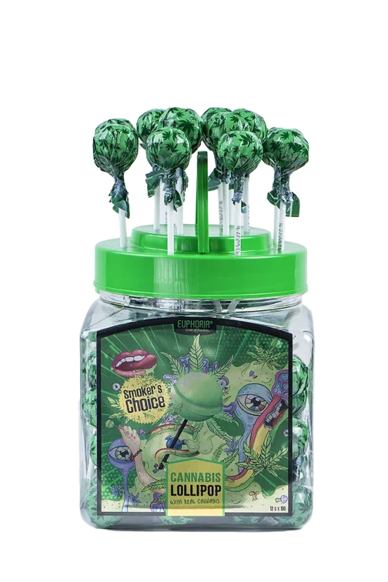 Euphoria Cannabis Lollipops in a jar, cannabis flavour (100 x 12 g)