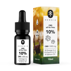 Hemnia CBD în ulei de somon pentru animale - 10 % CBD, 1000 mg, 10 ml