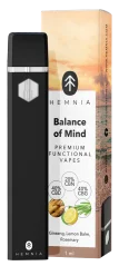 Hemnia Premium Functional Vape Pen Balance of Mind - 40 % CBD, 40 % CBG, 20 % CBN, ginseng, mélisse, romarin, 1 ml