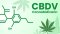 Illustration of the chemical structure of CBDV (cannabidivarin) with a cannabis leaf in the background.