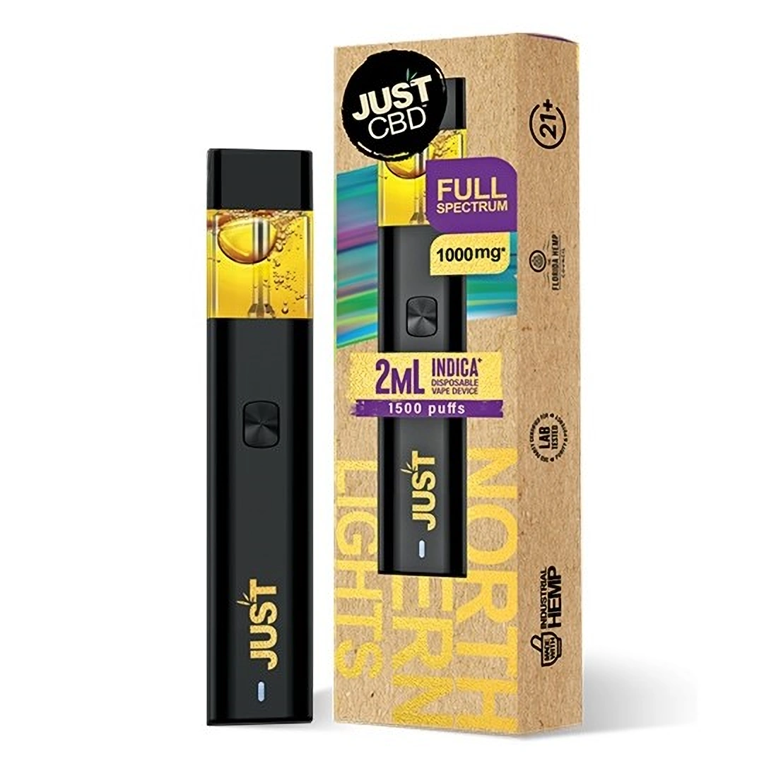 JustCBD Disposable Northern Lights Indica Vaporizer Pen, 1000 mg
