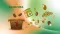 Illustration of cannabis seeds germinating, Canatura logo