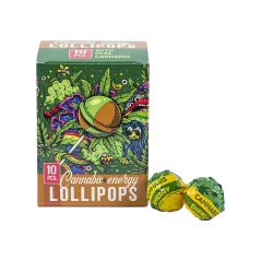 Euphoria Cannabis Energy Lollipop dalam kotak, rasa ganja (10 x 12 g)