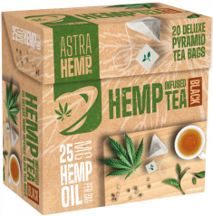 Astra Hemp Black Tea 25 mg Hemp Oil (Box of 20 Pyramid Teabags), 40 g