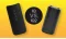 On the left, the black DaVinci IQ2 vaporizer; on the right, the IQ; in the middle, text in a black circle: IQ vs IQ2, yellow background.