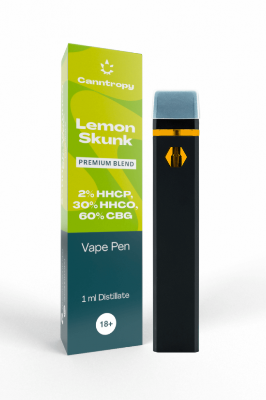 vapes refillable Canntropy HHC-P-O Blend Vape Pen Lemon Skunk, HHC-P 2 %, HHC-O 30 %, CBG 60  %, 1 ml