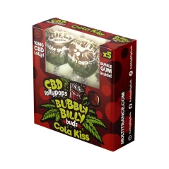 Bubbly Billy Buds 10 mg CBD Cola Kiss Lollies with Bubblegum Inside – Gift Box (5 Lollies), 100 g