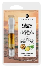 Hemnia Cartouche Balance of Mind - 40 % CBD, 40 % CBG, 20 % CBN, ginseng, mélisse, romarin, 1 ml