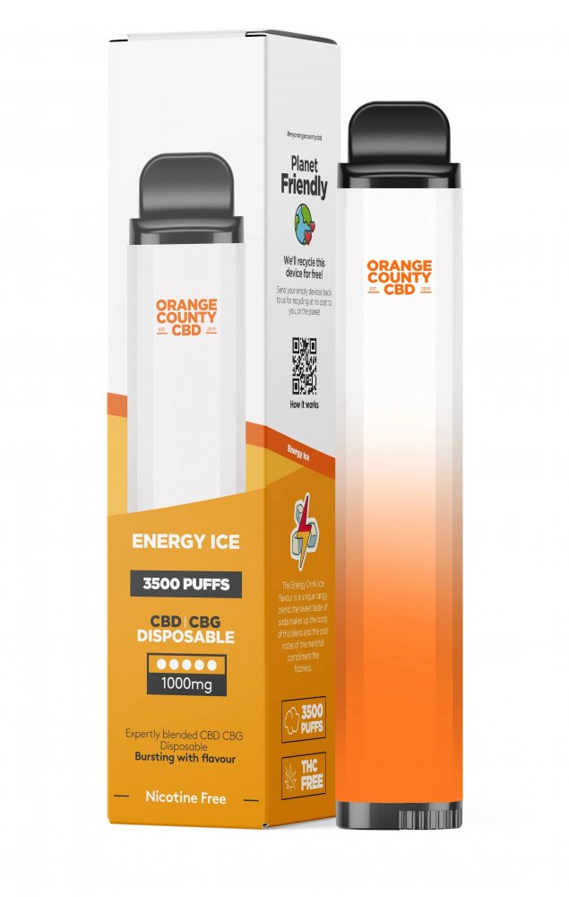 Orange County CBD Vape pen Energy Ice 3500 Puff, 600 mg CBD, 400 mg CBG, 10  ml