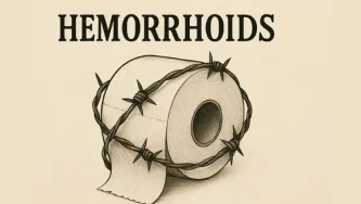 Toilet paper wrapped in barbed wire – an illustration of hemorrhoid pain. Toilet paper wrapped in barbed wire – an illustration of hemorrhoid pain.