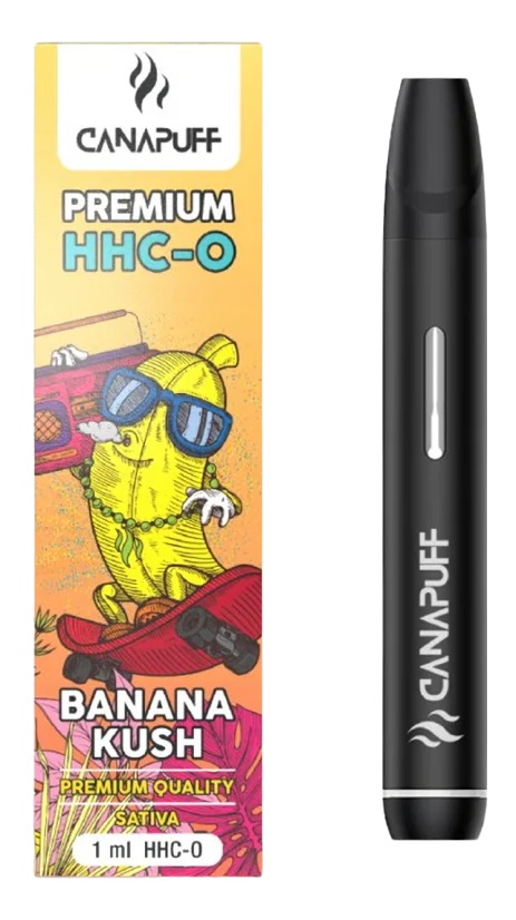 CRDP×DGNリキッド 1ml Banana Kush CanaPuff Banana Kush 96 % HHC-O - Disposable vape pen, 1 ml