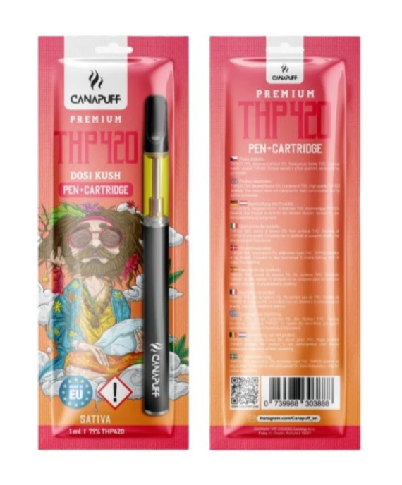 CanaPuff THP420 Pen + Cartridge Dosi Kush, THP420 79 %, 1 ml