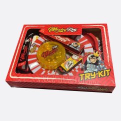Monkey King Try Kit Rolling Tray with Grinder, Papers, Tips and Lighter