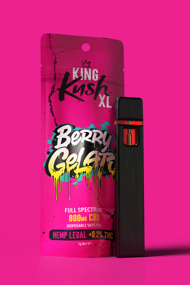 King Kush XL CBD Vape Pen Berry Gelato, 800 mg CBD, 1 ml