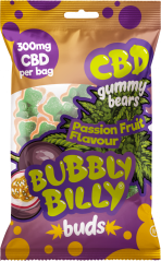 Bubbly Billy Buds Passion Fruit Flavoured CBD Gummy Bears (300 mg), 100 g