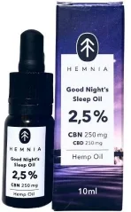 Hemnia Labs miegs Kaņepju eļļa 2,5%, 250 mg CBN, 250 mg CBD, 10 ml