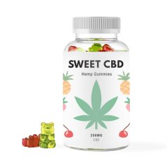 Sweet CBD Gummies, kirsebær, kiwi, ananas, jordbær, 250 mg CBD, 50 stk x 5 mg, 120 g