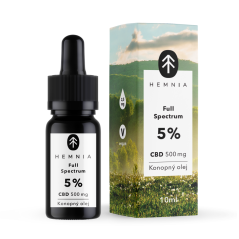 Hemnia Ulei de cânepă CBD cu spectru complet 5%, 500 mg, 10 ml