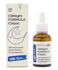 Enecta CBNight Formula Classic Kaņepju eļļa ar melatonīnu, 750 mg organiskā kaņepju ekstrakta, 90 ml
