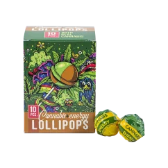 Euphoria Cannabis Energy Lollipop dalam kotak, rasa ganja (10 x 12 g)