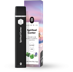Hemnia Premium Functional H4CBD and CBD Vape Pen Spiritual Center - 50 % H4CBD, 45% CBD, Tulsi, Gotu Kola, Sage, 1ml
