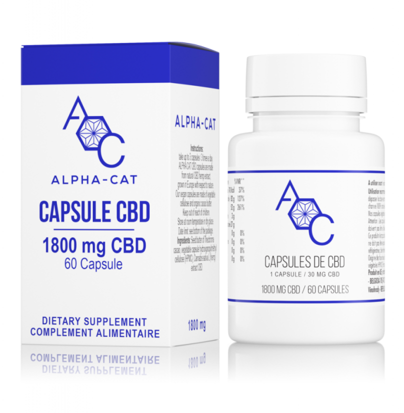 Alpha-CAT Konopné CBD kapsle 60x30 mg, 1800 mg