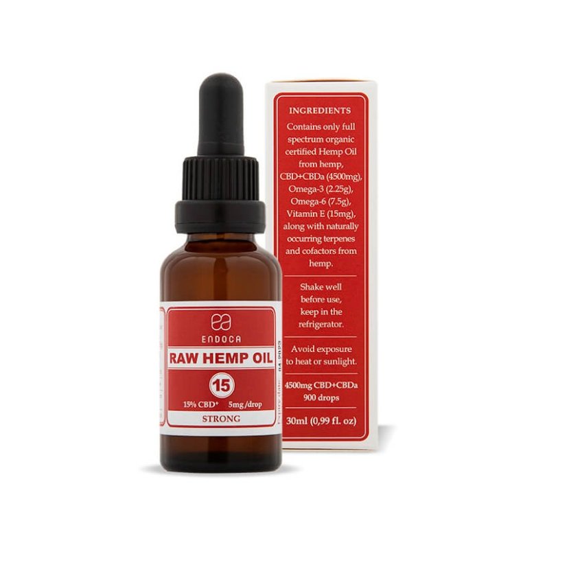 Endoca RAW ヘンプオイル 4500mg CBD+CBDa (15%)、30 ml