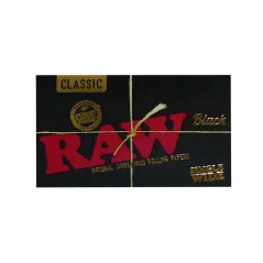 RAW Black Classic Single Wide Double Rolling Papers - натурални нерафинирани ролни хартии, 100 листа