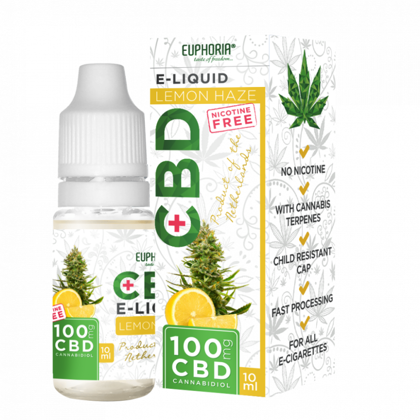 Euphoria CBD E-Liquid Lemon Haze 10ml, 100mg CBD