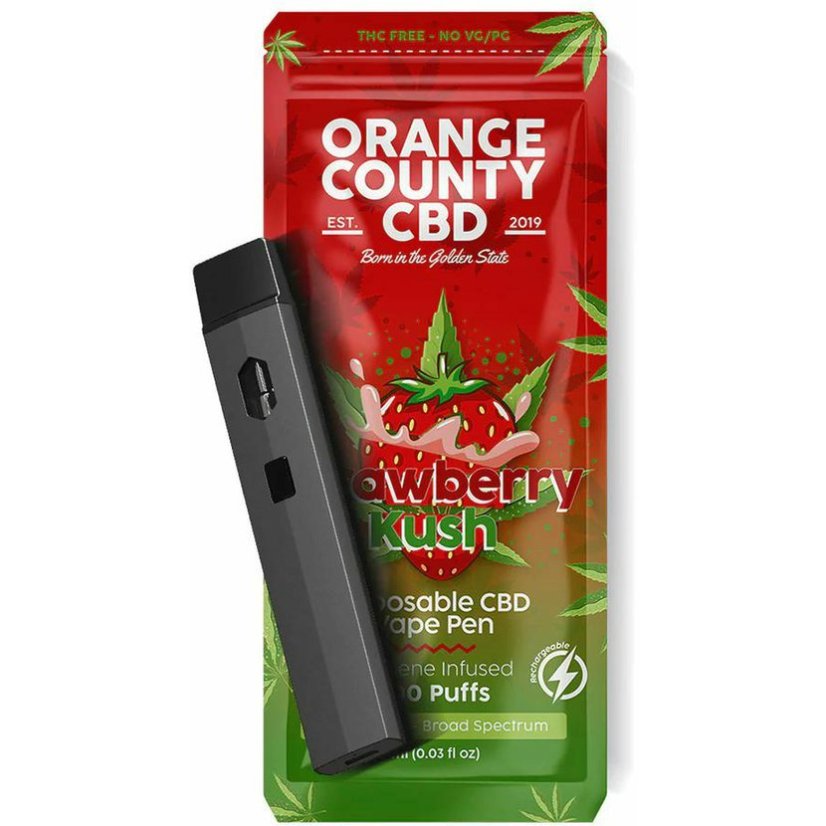【sativa】Strawberry Cough 1ml CBD 09 Orange County CBD Vape rašiklis Braškių Kušas, 600 mg CBD, 1 ml