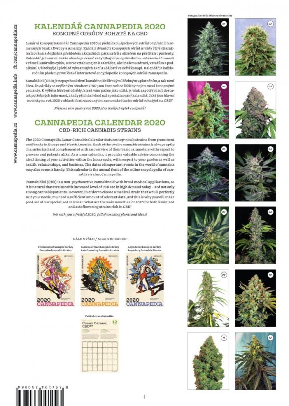 Kalendář Cannapedia 2020 – Konopné odrůdy bohaté na CBD + 1x semínko od Seed Stockers