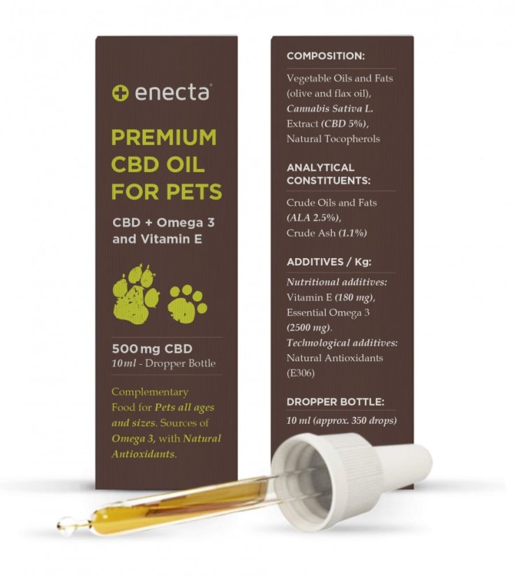 Enecta CBD konopný olej pro zvířata 5%, 1500 mg, 30 ml