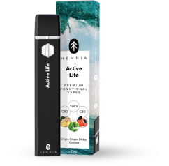 Hemnia Premium Functional THCV, CBG and CBD Vape Pen Active Life - 20 % THCV, 50 % CBG, 25 % CBD, Ginger, Gingko, Guarana, 1 ml